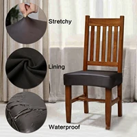 chair seat covers waterproof pu leather stretch chair protector slipcovers for dining kitchen hotel banquet housse de chaise