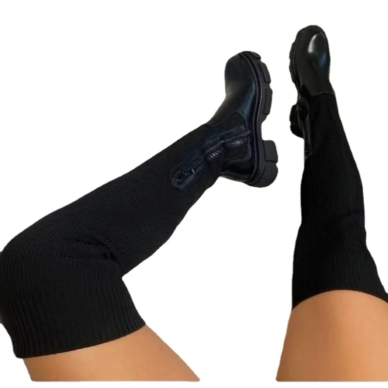 Women Thigh High Boots Women Casual Plush Knee Boots Brand Designer Ladies Leather Long Boots White Mujer Shoes 2022