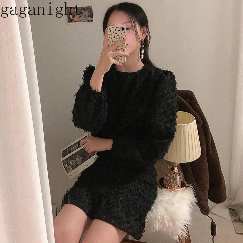 Gaganight элегантное женское мини Короткое облегающее платье с длинным рукавом и