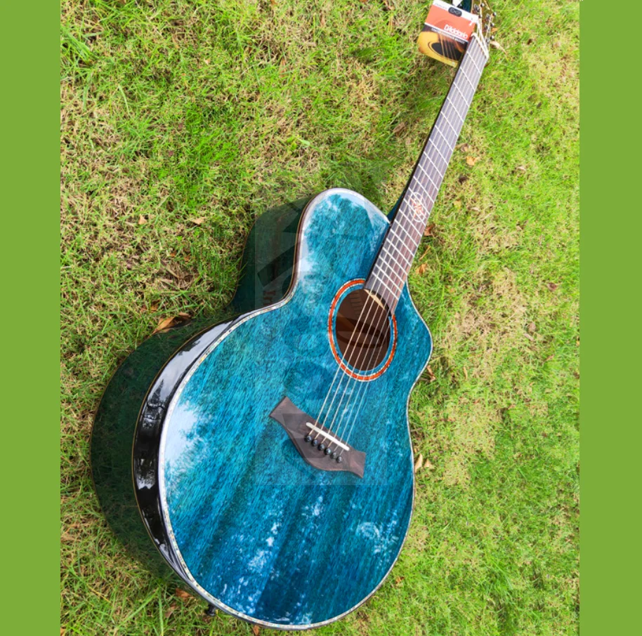 Однотонная Акустическая гитара 41 размер с подлокотником синего цвета|Гитары| |