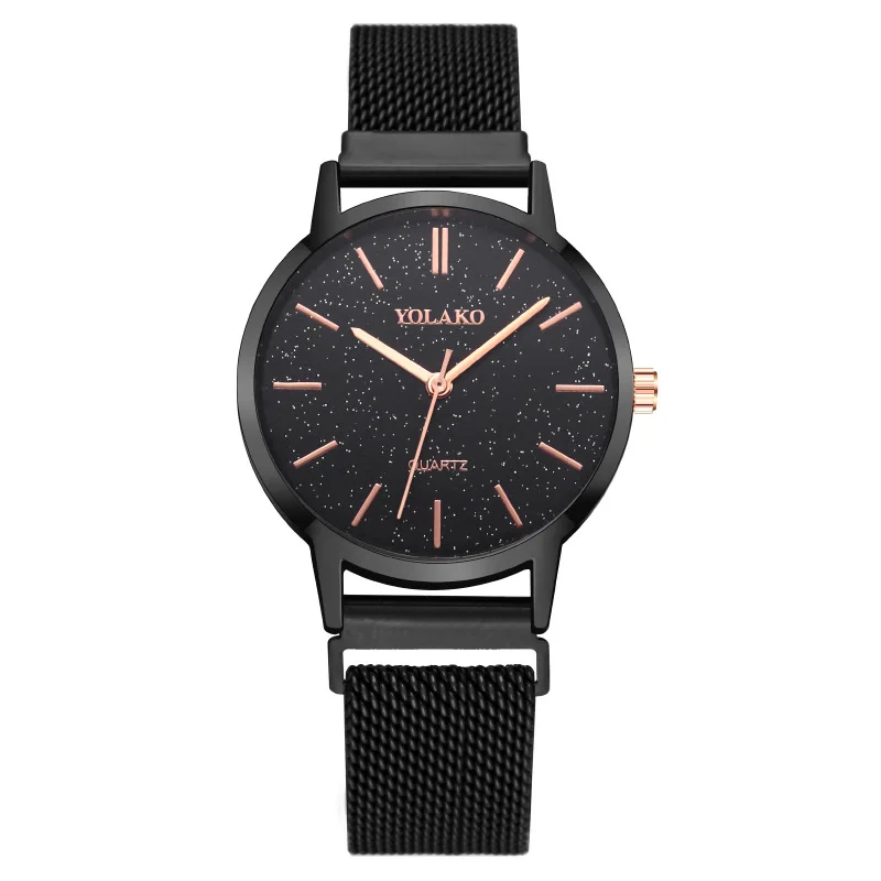 

2021 Ladies Wrist Watch Luxury Rose Gold Stainless Steel Starry Sky Simple Ladies Quartz Watch Magnet Watches For Women Montre