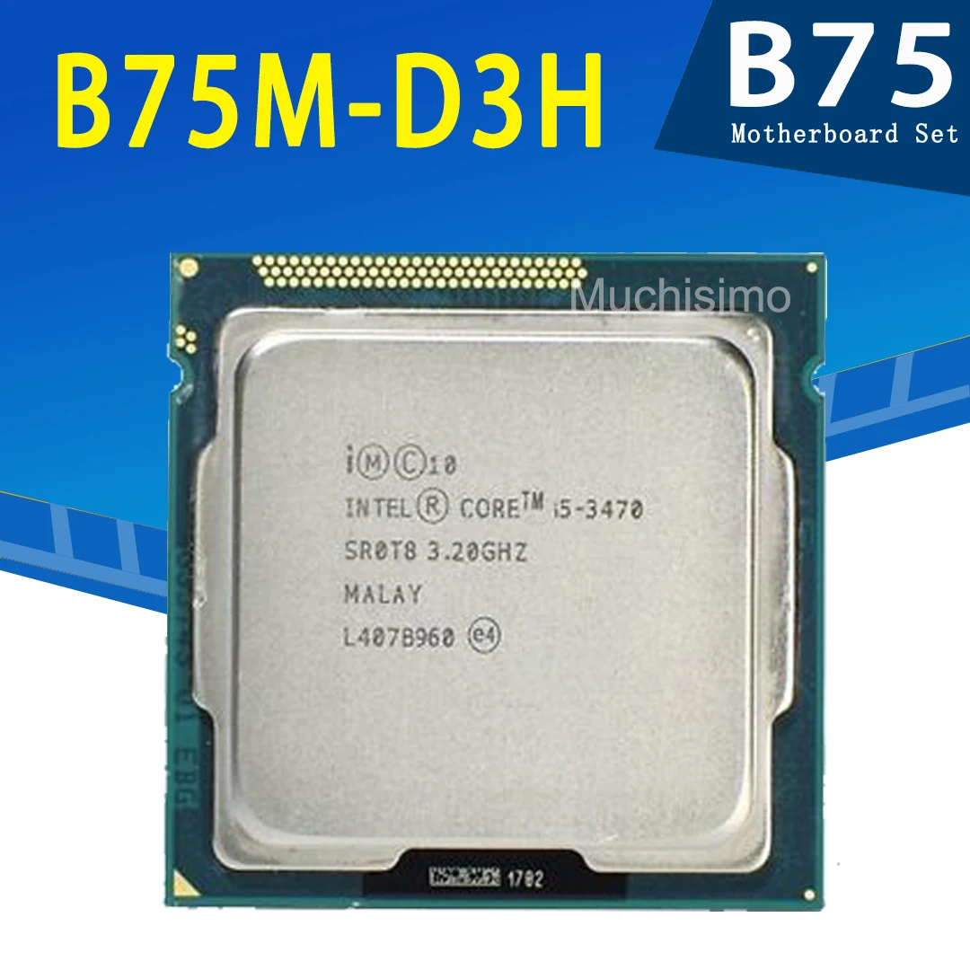 LGA 1155 для Gigabyte GA-B75M-D3H материнская плата + Intel Core i5 3470 CPU комплект материнской платы 3