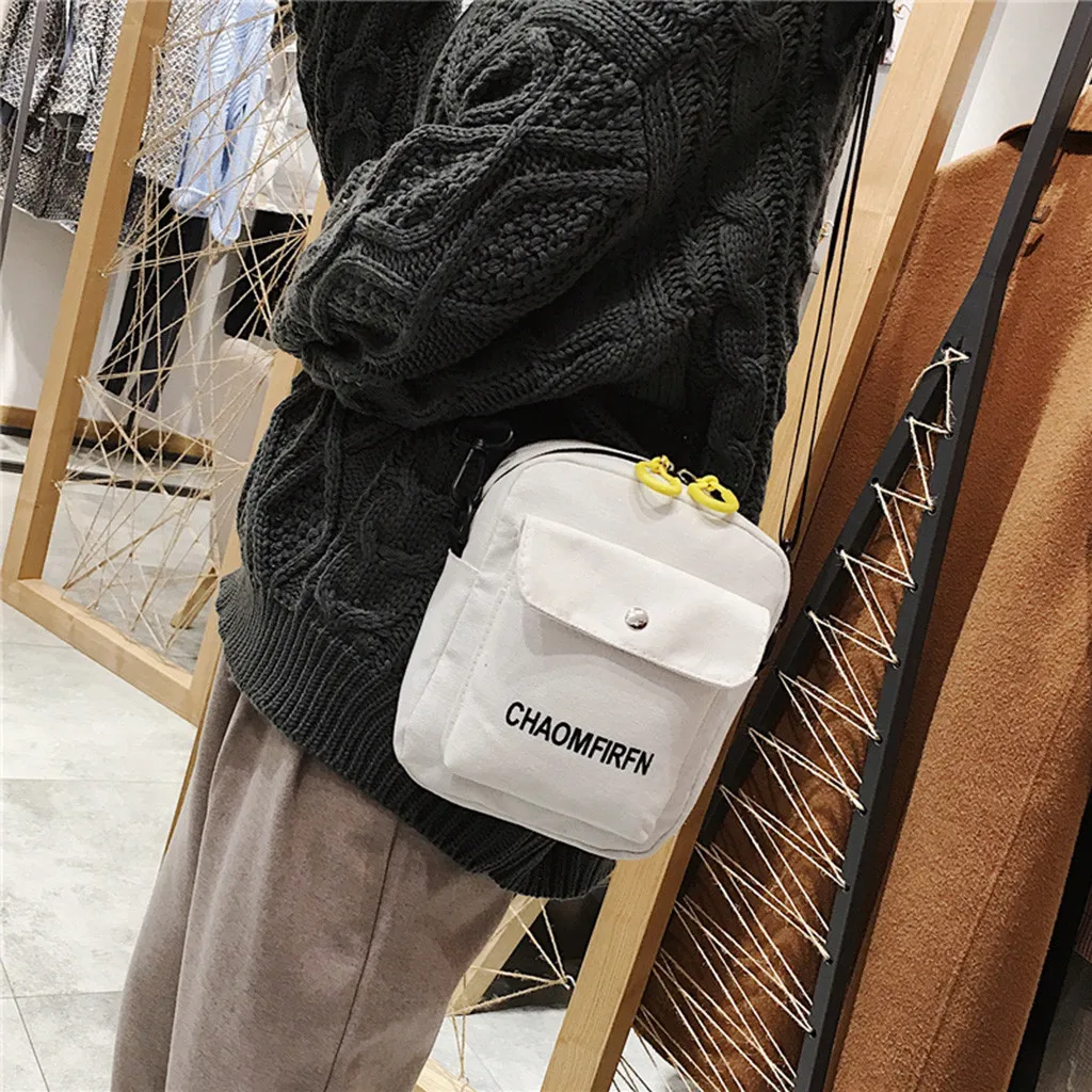 Women Shoulder Bag Fashion Pure Color Casual Tote Outdoor Bag Canvas Handbag Zipper Messenger Messenger Bags sac main femme#F