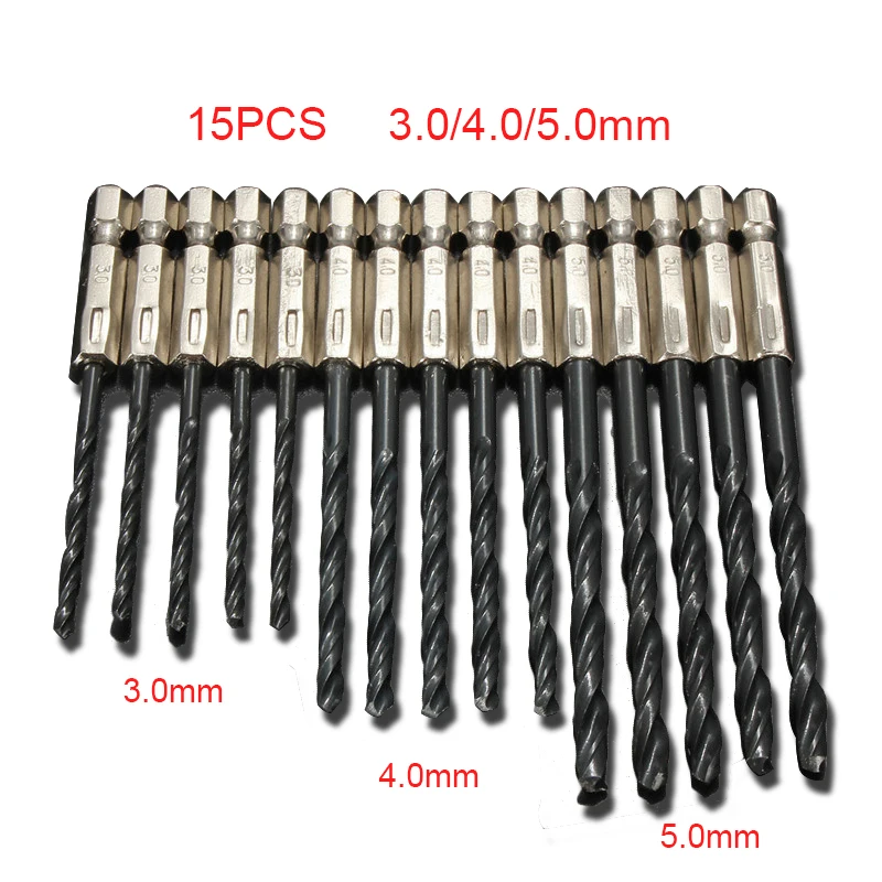

15Pcs/Set 3MM-5MM Titanium Coated Drill Bits HSS High Speed Steel Drill Bits Set Tool High Quality Power Tools