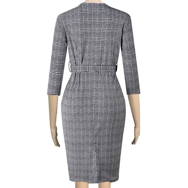 Африканская Женская одежда клетчатые офисные платья в мелкую клетку Дамское