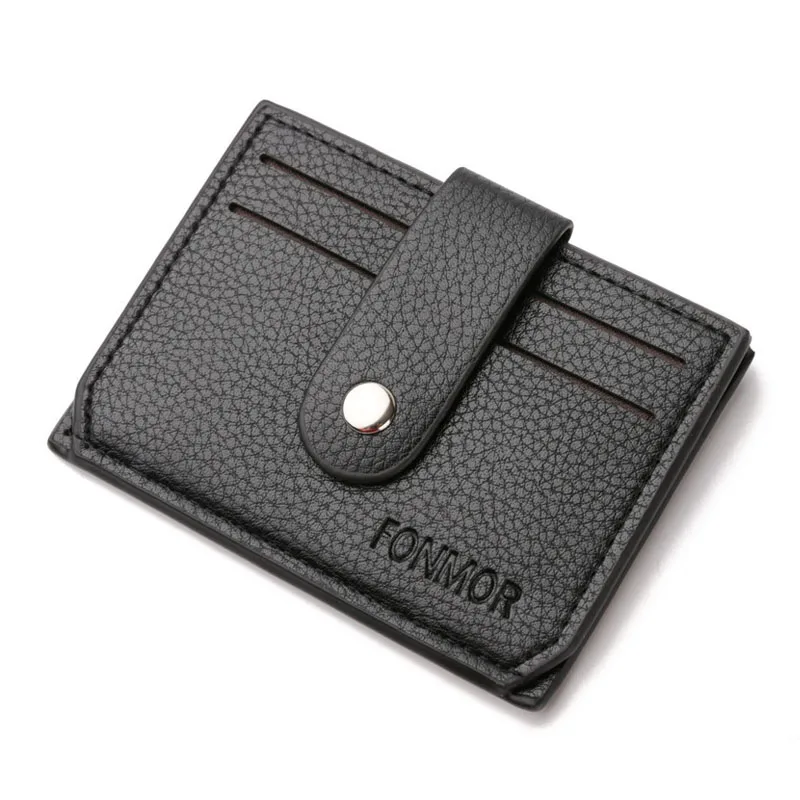 Черный Fashion Unisex Card Holder Women PU Slim Small Wallet Card Retro Leather Men Wallet Business Package Coin Purse Card Holder - Цвет: Черный