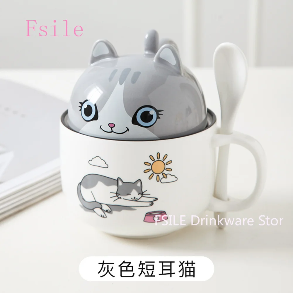 

Ceramic Cup with Lid Spoon Cute Large Capacity Coffee Mug Personality Creative Trend Couple Cup Male and Female Student Gift Cup