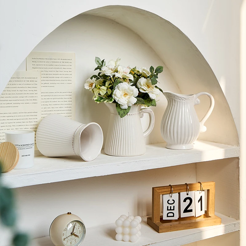 Скандинавская белая керамическая ваза ручной работы цветочный горшок