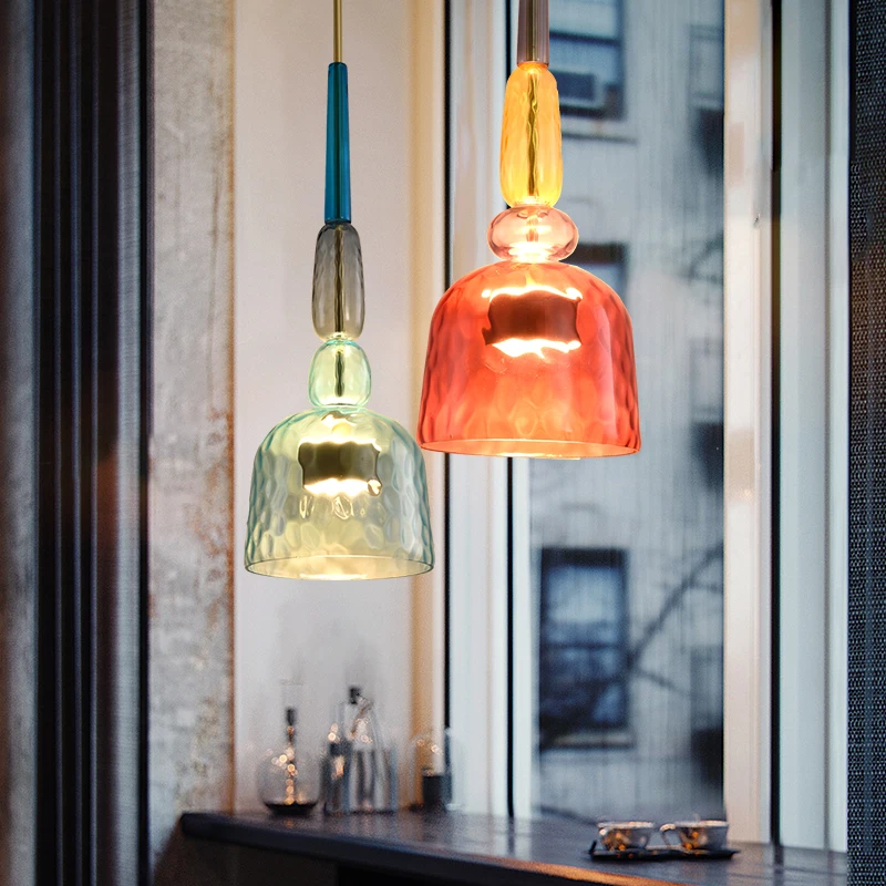 

Роскошный светодиодный подвесной светильник в скандинавском стиле, лампа из витражного стекла для столовой, кафе, бара, кухни, комнатное декоративное освещение