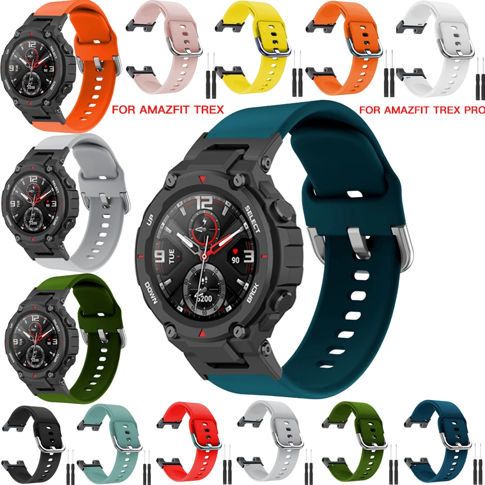 Силиконовый ремешок для смарт-часов Xiaomi Huami Amazfit T-Rex Pro ...