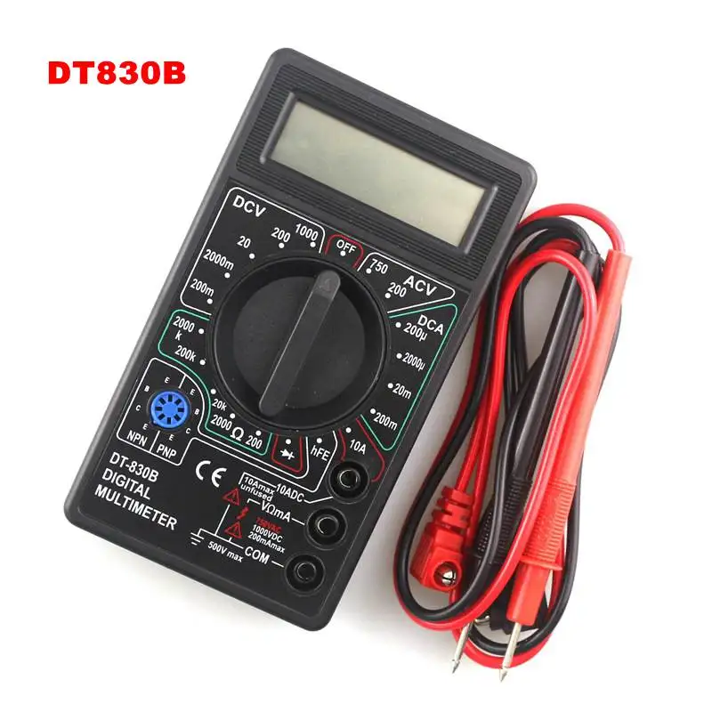 DT830 Цифровой мультиметр Вольтметр Амперметр Омметр DC10V~ 1000V 10A AC 750 В Ток Тесты er Тесты ЖК-дисплей Дисплей - Цвет: DT830B