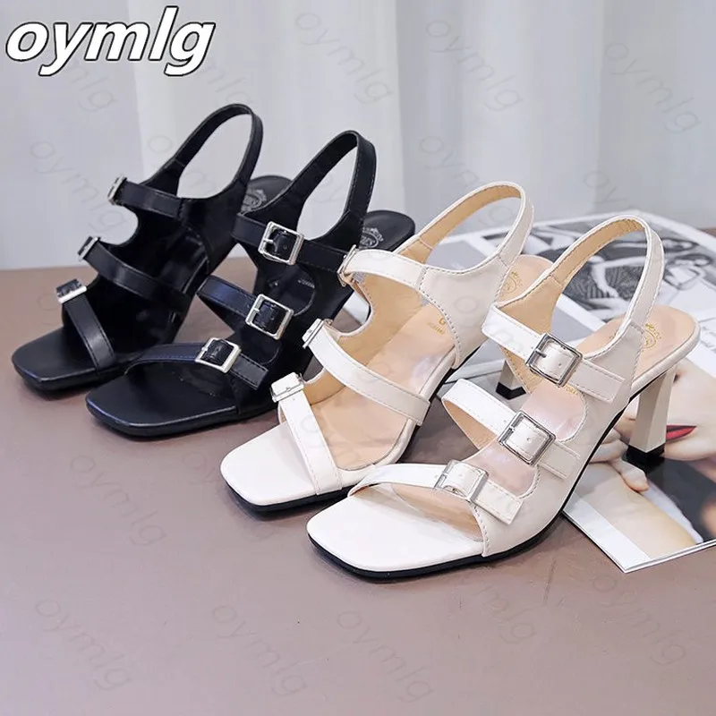 

Gladiator Sandals Women Summer Buckle Strap High Heels Open Toe Breathable Sandals Ladies Sexy Solid Party Shoes Buty Damskie #3