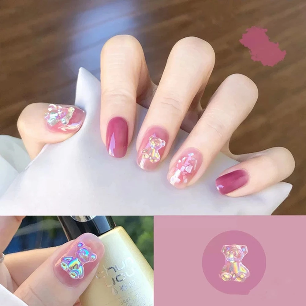 12 grid box 60Pcs 3D Cute Bear/Butterfly Resin Nail Art Decorations Aurora Rhinestone for Nails Glitter DIY Manicure Accessories | Дом и сад