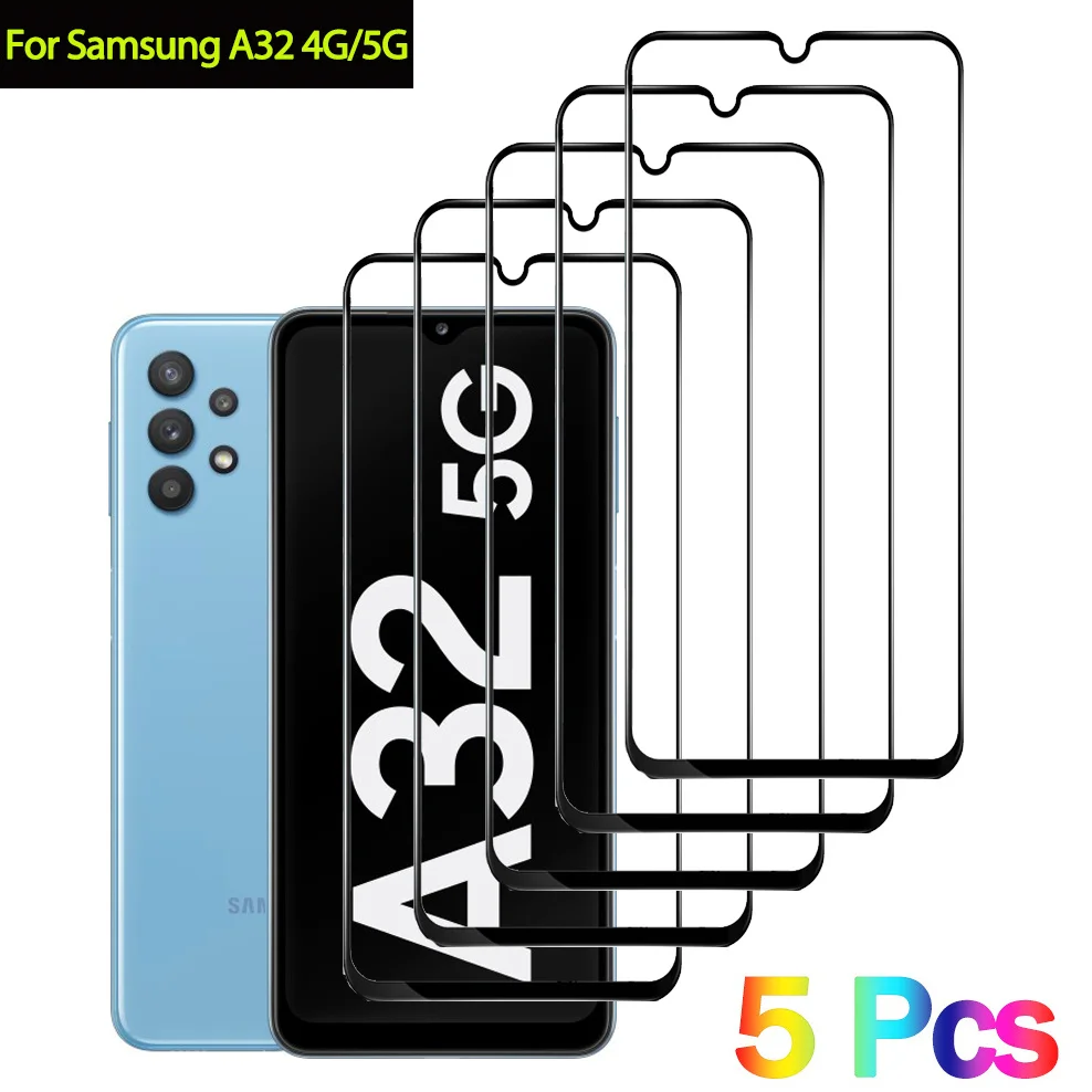 

5 pcs, protective glass for samsung a32 screen protector a32 5g samsung galaxy a32 4g tempered glass film samsung a 32 glass