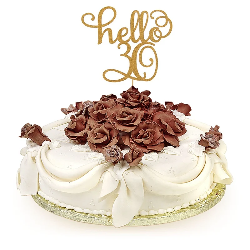 Топпер для торта на день рождения с золотыми блестками Hello 30 21 40 50 60 1 шт. товары