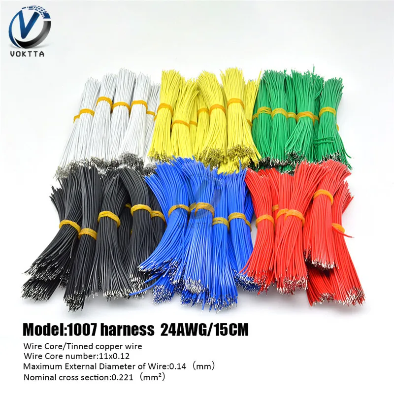 UL1007 24AWG двойной Луженый провод 100 шт./упак. 15 см с двумя головками пружина электронная проволока Dupont линия 6