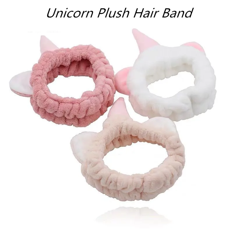 Кавайная плюшевая повязка для волос с единорогом женщин и девочек на голову