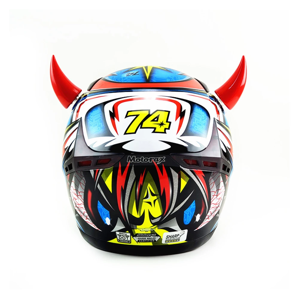 Шлем мотоциклетный мужской с дьявольскими рожками аксессуар для езды на