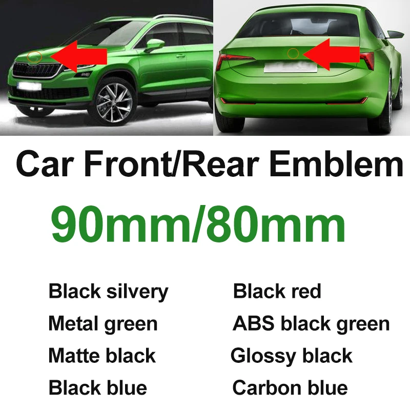 

2pcs/set Car Decoration ABS 80mm 90mm Front Head Label Rear Emblem Bonnet Hood Trunk Stickers Car styling for Octavida Bora