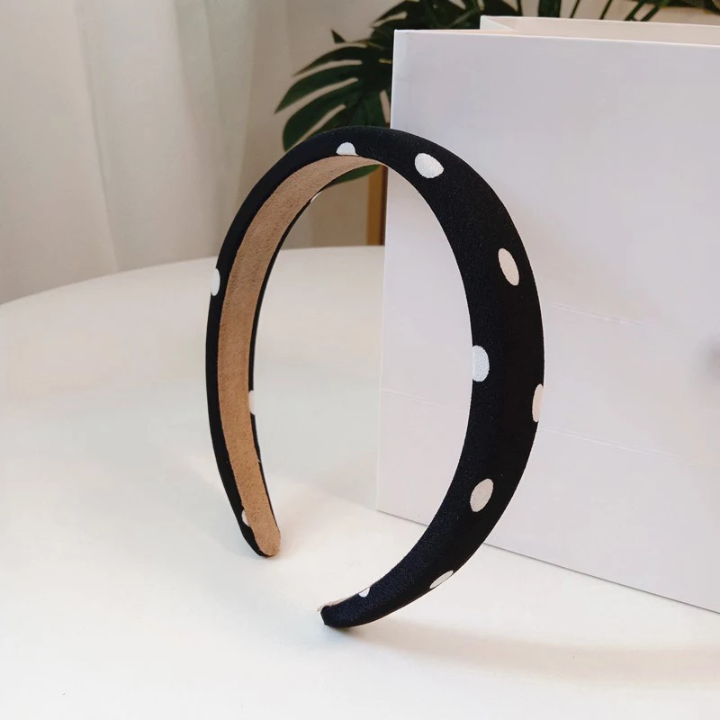

Fashion Polka Dot Padded Headbands For Women Wide Plastic Thick Hair Hoop Girls Sponge Non-slip Hairbands Hair Accessories