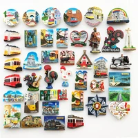 creative europe portugal lisbon landmark tram travel souvenirs fridge magnets resin handmade magnetic refrigerator sticker