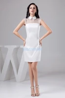 free shipping 2018 new design knee length formal high neck custommade brides maid white short party prom gown bridesmaid dresses