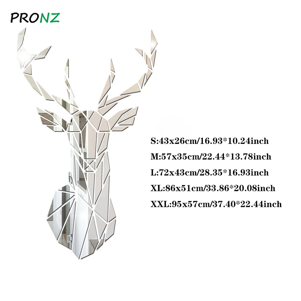 Зеркальная настенная 3D наклейка акриловая сделай сам с головой оленя