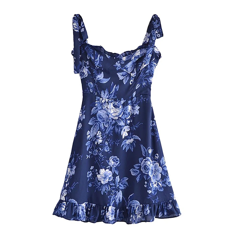 

Женское винтажное шифоновое платье на бретельках, с цветочным принтом