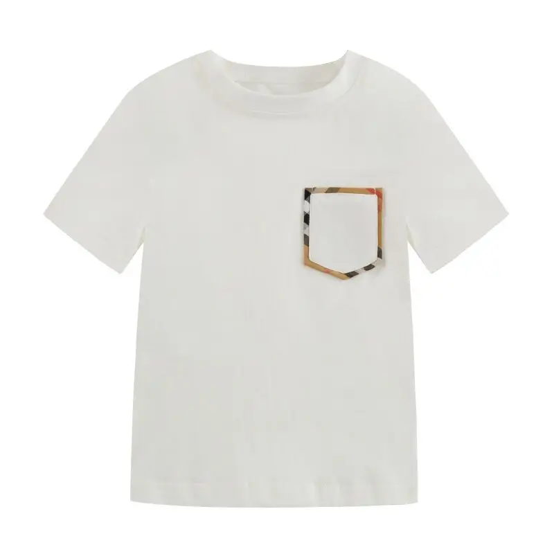 Топ брендовая Новинка 7436 летняя Клетчатая хлопковая футболка с коротким рукавом