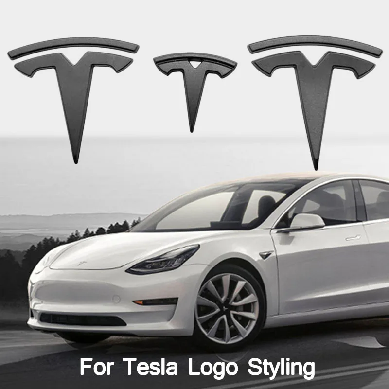 

3Pcs Logo Sticker For Tesla model 3 Front Logo Steering Wheel Logo ABS For Tesla Model Y Rear Logo Sticker Accessories