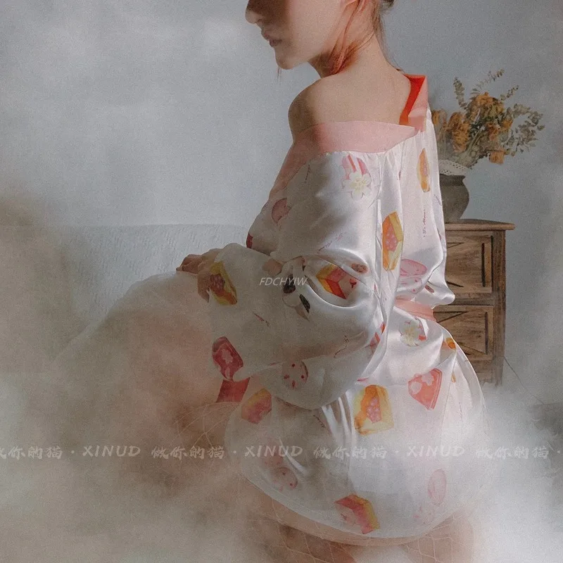 

Young Girl Japanese Kimono Sexy Lingerie Cosplay Outfit for Women Traditional Style Robe Yukata Costumes Pajamas Set Babydoll