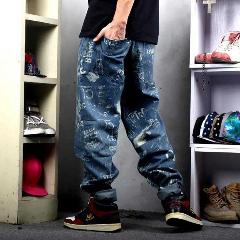 Plus Size Baggy Jeans Men Casual Loose Hiphop Harem Denim Trousers Streetwear Straight Skateboard Clothes