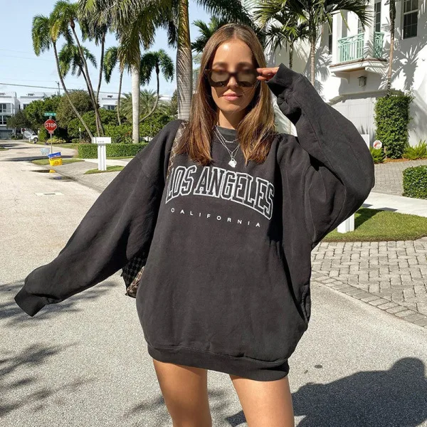 

Hoodies Women Autumn 2020 Simple All-match Letter Printed Leisure Oversize Pullovers Korean Warm Loose Streetwear Sweatshirts