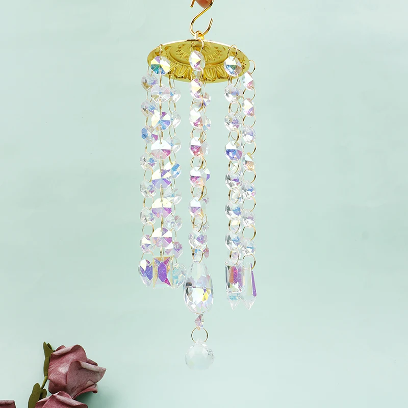 

Chandelier Wind Chimes AB Coating Crystal Prisms Hanging Suncatcher Rainbow Chaser Window Curtains Pendant Home Decor Gifts