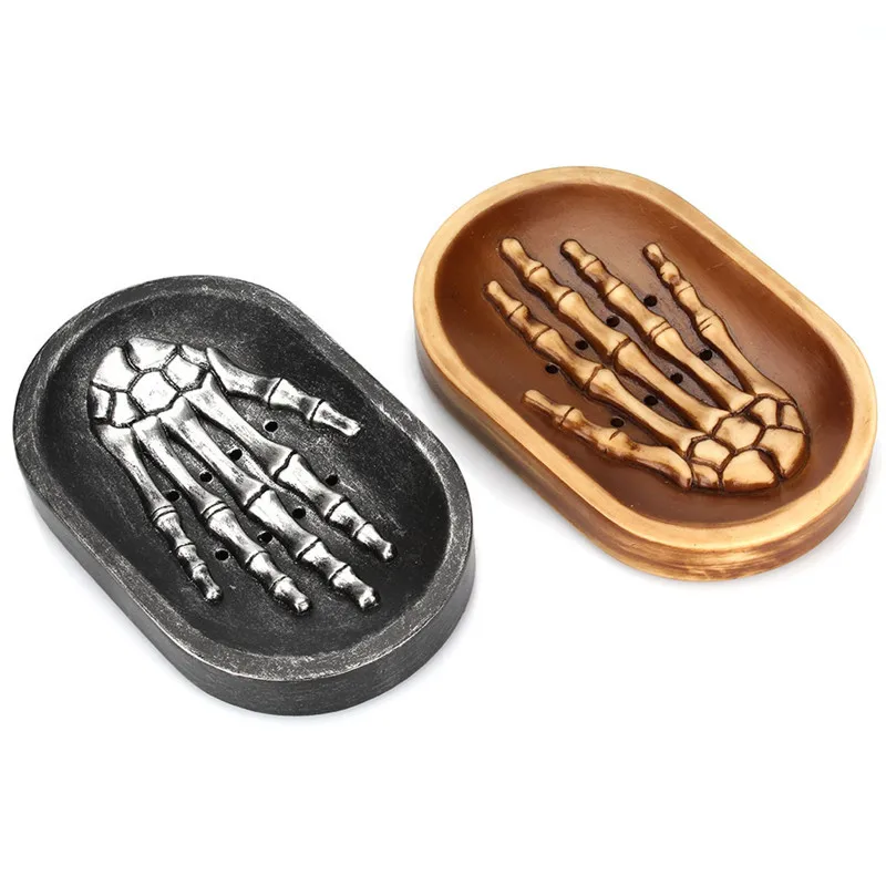 

Portable Soap Dishes Creative Household Resin Skull Hand Bone Ghost Hand Bathroom Sink Soap Box Bathroom Products
