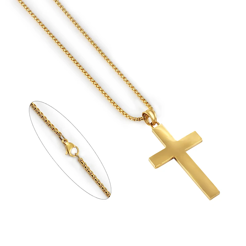 Цепочка с подвеской крестом из нержавеющей стали 2 мм|Ожерелья подвеской| |