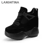 Кроссовки женские из искусственной кожи, на высокой танкетке 12 см, 2020, дышащая обувь на платформе