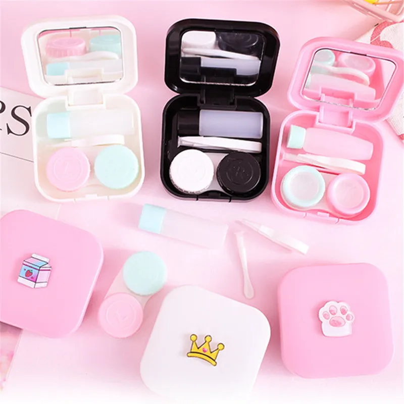 1 шт. Милая коробка для контактных линз с героями мультфильмов сердечками девочек