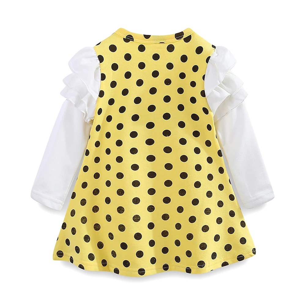 LittleSpring/осенне-Весенняя детская одежда платье в горошек для девочек детское