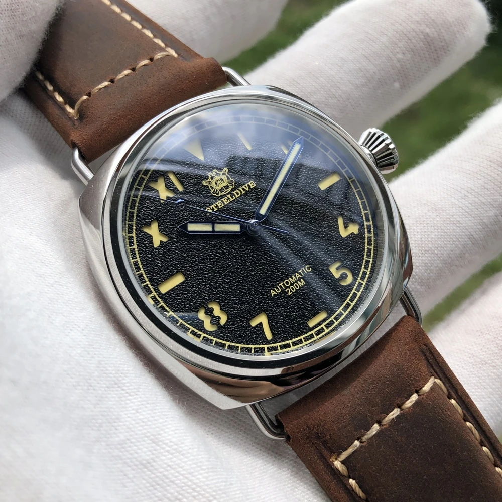 SD1936 Steeldive Марка Корпус из Нержавеющей Стали Номера Скелет 200 М