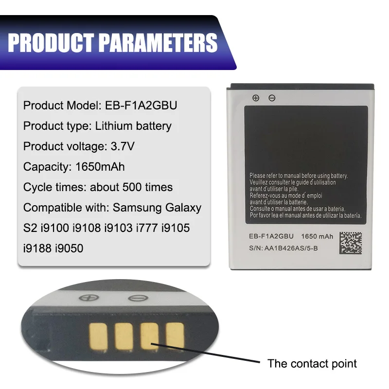 EB-F1A2GBU Replacment Battery for Samsung Galaxy S2 i9100 i9108 i9103 I777 i9105 i9100G GT-i9100 Internal Batteries Accumulator |