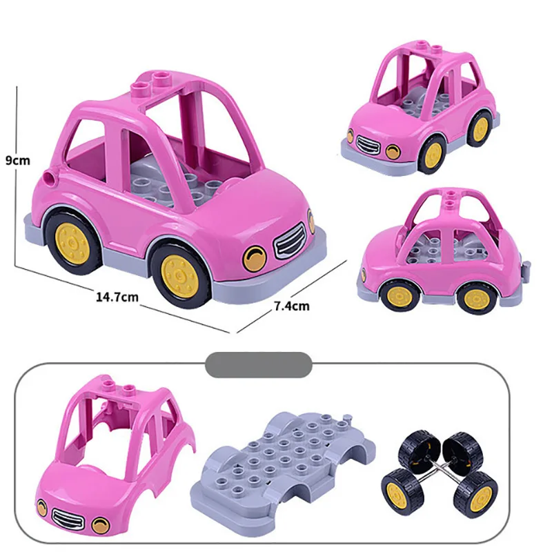 Город с изображением мультяшного автомобиля трейлер грузовик трактор самолет