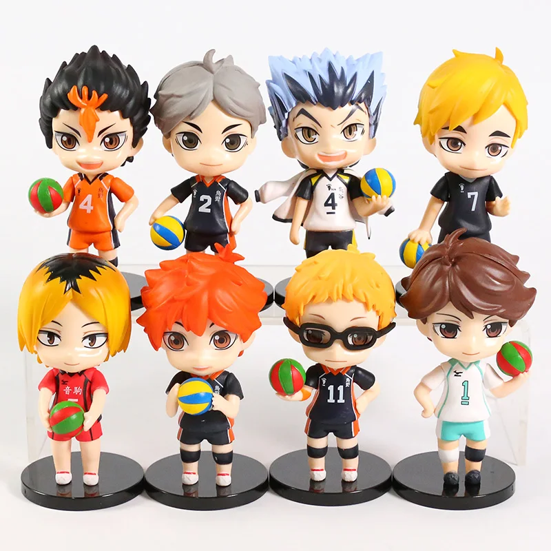

Haikyuu!! Tobio Kageyama Shoyo Hinata Yu Nishinoya Kei Tsukishima Sugawara Koushi Oikawa Tooru Kenma Kozume Figures Toys 8pcs
