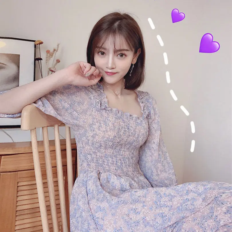 

Новинка 2021, модная женская одежда, летние платья с квадратным вырезом для женщин, женское платье