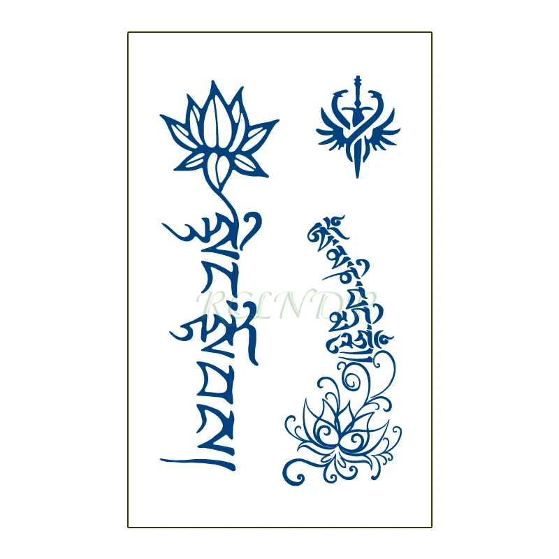 

Водостойкая Временная тату-наклейка с соком, меч, цветок лотоса, стойкие татуировки флэш-тату, искусственная тату, боди-арт для мужчин, женщи...