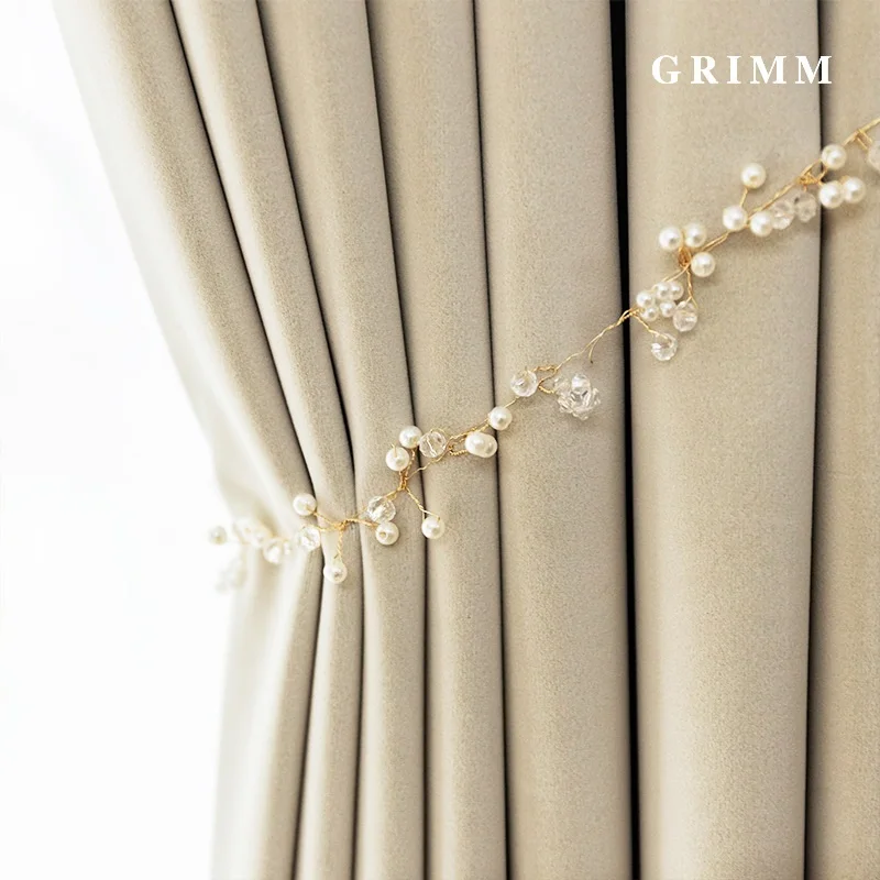 Современные занавески австралийские шерстяные бархатные бежевые для гостиной