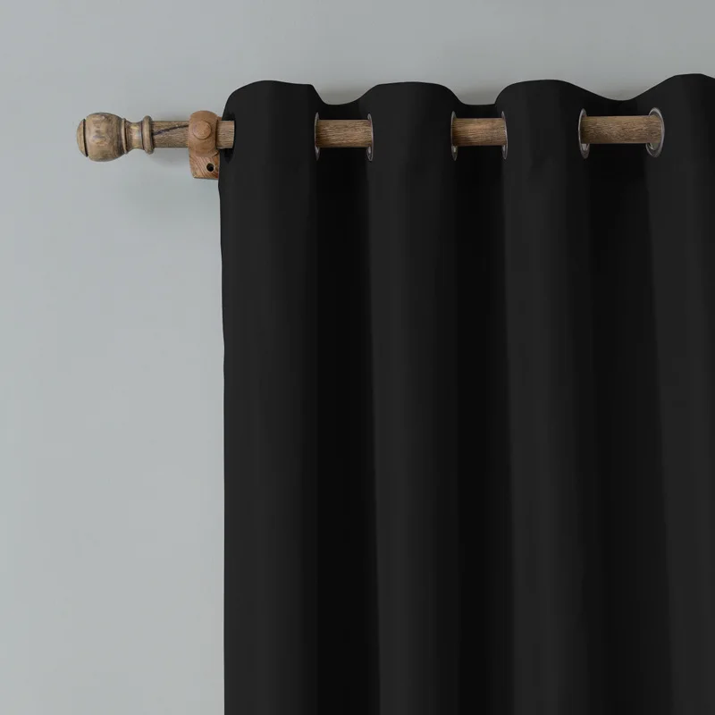 Черный Современные затемненные занавески для гостиной, оконные занавески для спальни, готовые тканевые занавески, жалюзи на заказ - Цвет: Черный