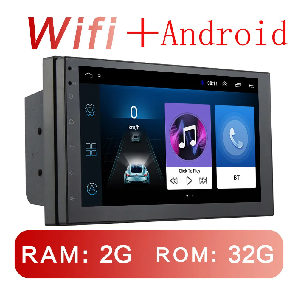 Автомобильный мультимедийный плеер hoxiao 2 DIN 7 дюймов Android 8 1 сенсорный экран Bluetooth