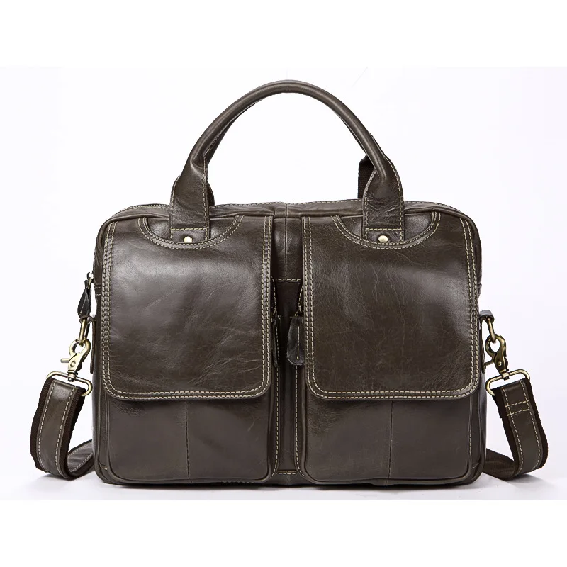 Cow Genuine Leather Men Briefcase Bag Business Handbag Male Laptop Shoulder Tote Computer Natural Skin 14 Inch | Багаж и сумки