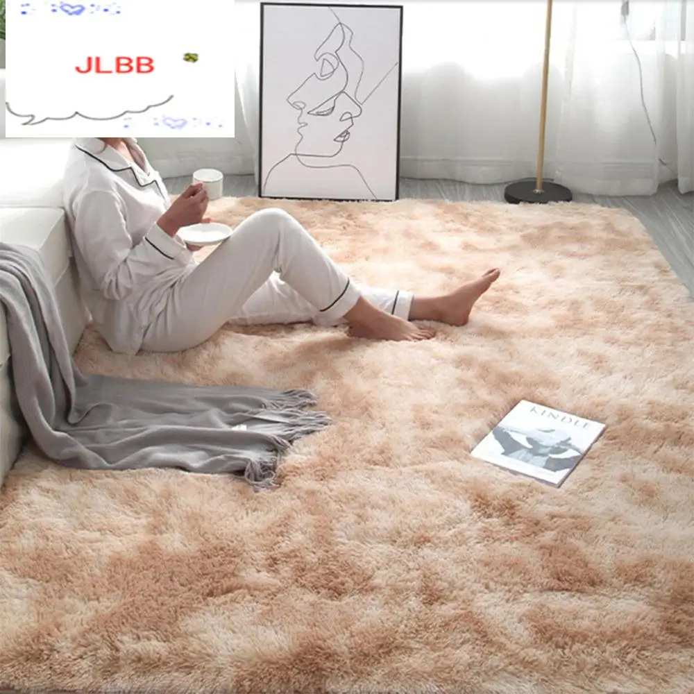 

RULDGEE с длинным ворсом, Тай-дай напечатанный ковер Alfombra теплые домашние тапочки из плюша для пушистые коврики детская комната искусственного...